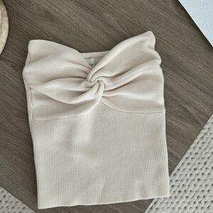 DISSH cream knit strapless top